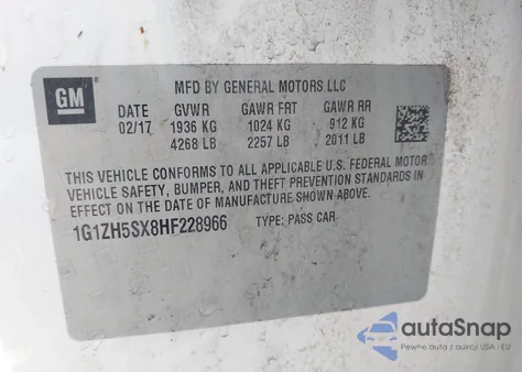 2017 Chevrolet Malibu Premier из США, поврежденный, VIN 1G1ZH5SX8HF228966